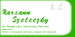 mariann szeleczky business card